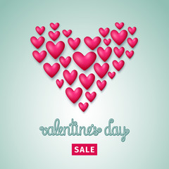Valentine's day sale flyer with hearts. Vector illustration eps 10.