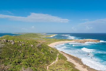 Guadeloupe, panorama from the pointe des Chateaux, beautiful seascape of the island
