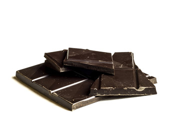 Dark chocolate on white background