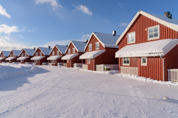 Schiera di Rorbu nei pressi di Svolvaer alle Isole Lofoten