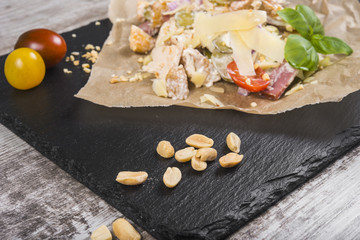 Light fresh salad with chicken. Peanut