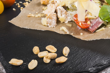 Light fresh salad with chicken. Peanut