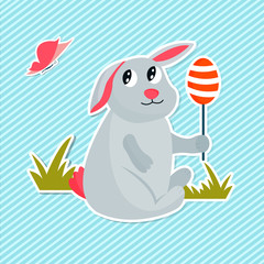 Holiday bright design with cute Easter rabbit