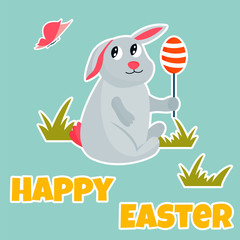 Holiday bright design with cute Easter rabbit