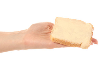 Bread with butter in hand