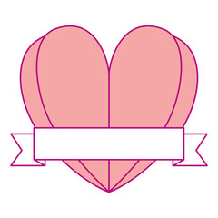 heart love with ribbon decorative vector illustration design