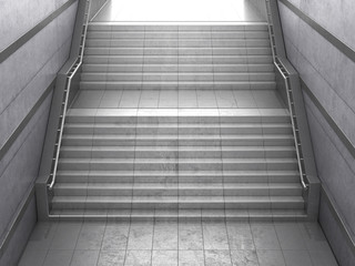 staircase leading from a concrete pedestrian subway. The concept of success. 3D illustration