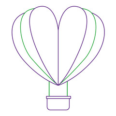 hot air balloon flying with heart shape vector illustration design