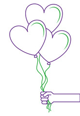 balloons air with heart shape vector illustration design