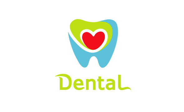 Creative Teeth Heart Inside Logo Design Symbol Illustration