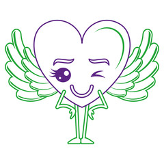 heart love happy with wings kawaii character vector illustration design