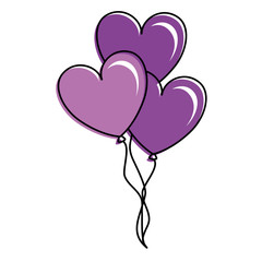 balloons air with heart shape vector illustration design