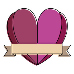 heart love with ribbon decorative vector illustration design