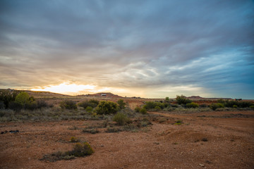 Australian Outback Landscape Dirt road track in Coober Pedy, South Australia