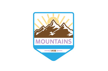 Creative Mountains Sunrise Logo Design Symbol Illustration