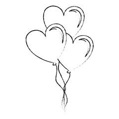 balloons air with heart shape vector illustration design