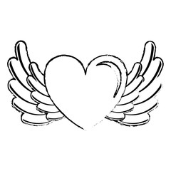heart love with wings vector illustration design