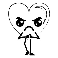 heart love sad kawaii character vector illustration design