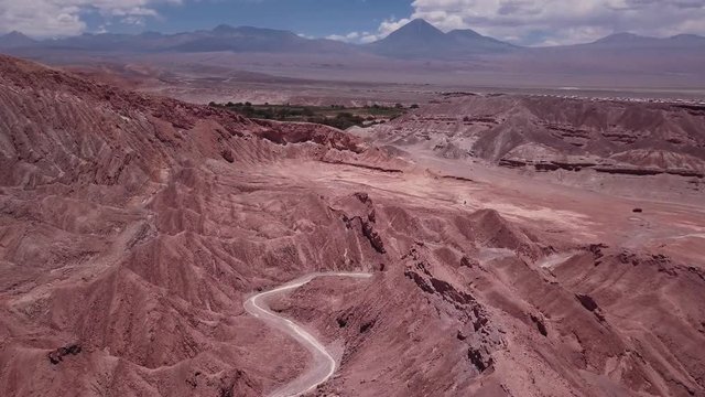 Aerial view of mountain road in the Atacama desert, Chile.