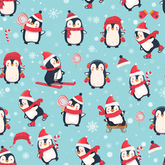 Fototapeta premium seamless pattern with penguins
