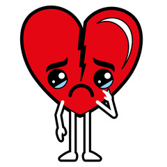 heart love broken kawaii character vector illustration design