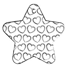 star frame with hearts pattern background vector illustration design