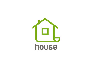 Green Eco House Logo abstract vector Linear. Real Estate icon