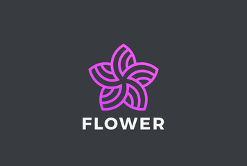 Flower Star abstract Logo vector Linear. Garden Fashion icon