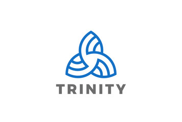 Trinity Triangle abstract Logo design vector Linear icon