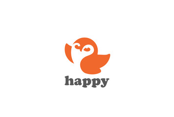 Obraz premium Flying Owl Logo vector Negative space. Funny bird abstract icon