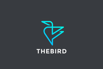 Calibri Bird abstract Logo design vector Linear. Technology icon