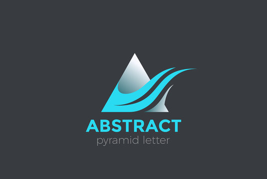 Letter A Wave Flame Logo vector. Corporate Triangle Pyramid icon