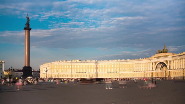 Time Lapse.Palace Square in Saint Petersburg,Russia.