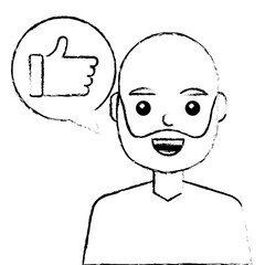 man with hand like in speech bubble vector illustration sketch design