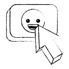 arrow cursor with smile emoticon button icon vector illustration