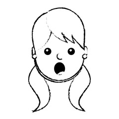 surprised young woman face expression facial vector illustration