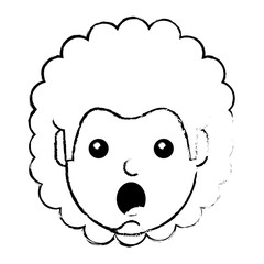 surprised young woman face expression facial vector illustration