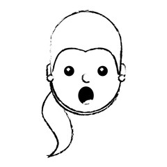 surprised young woman face expression facial vector illustration