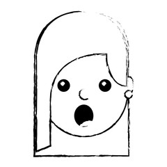 surprised young woman face expression facial vector illustration