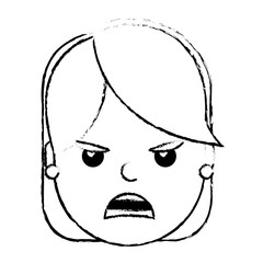 pretty woman angry frustrated facial expression cartoon vector illustration