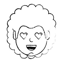 man character in love emotion with hearts as eyes vector illustration