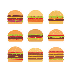 Set of burger illustration vector