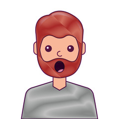 portrait surprised man face expression vector illustration