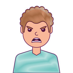 portrait man face angry expression cartoon vector illustration