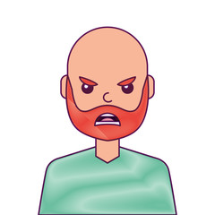 portrait man face angry expression cartoon vector illustration