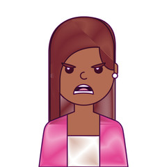 portrait woman angry facial expression cartoon vector illustration