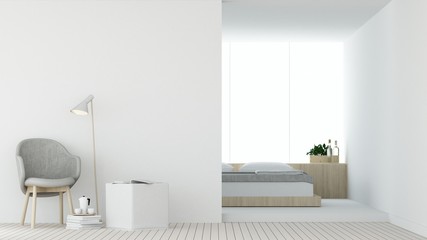 The interior hotel bedroom and relax space 3d rendering  white background