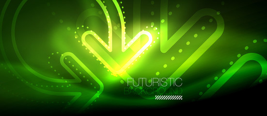 Obraz premium Techno neon glowing arrow background