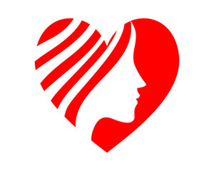 red heart woman silhouette icon