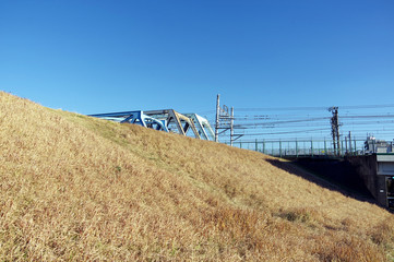 Obraz premium 土手と鉄橋